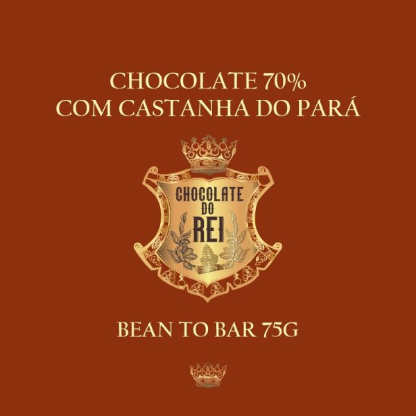 Chocolate 70% com castanha do Pará 75g - Chocolate do Rei